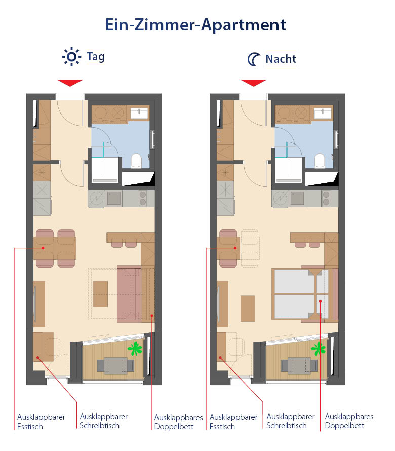Grundriss 1-Zimmer Apartment
