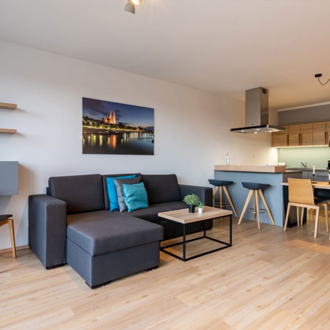 Arbeitsplatz, Wohnzimmer, Küche